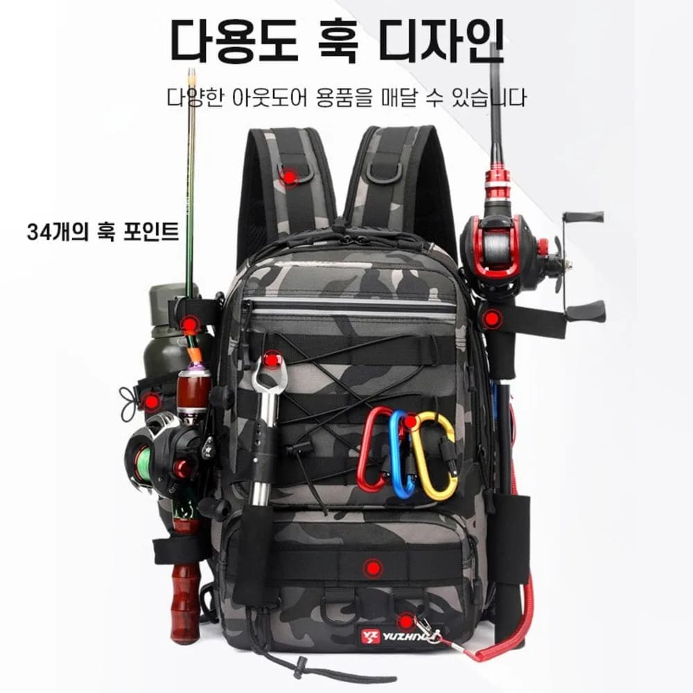 ZOZOFO 대용량 낚시배낭 루아 멀티백팩 아웃도어 스틱백팩 바다낚시구가방