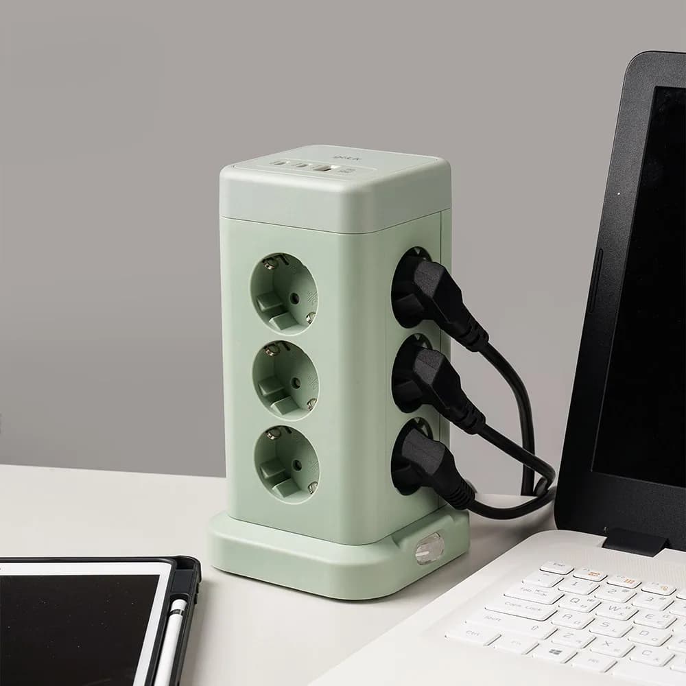 지클릭커 타워 8구 고용량 4000W USB 멀티탭 NP708PD 그린