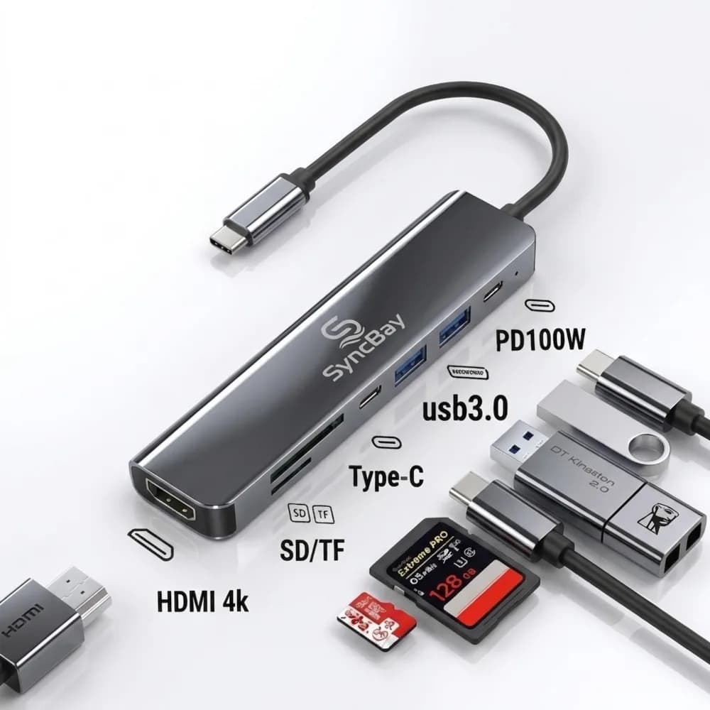 싱크베이 초고속 4K HDMI USB C타입 7포트 멀티 허브