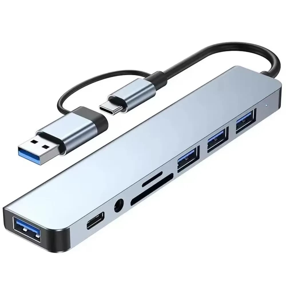 (KC 인증) USB C 8in2 멀티허브 도킹스테이션 USB3.0 SD TF 카드리더 갤럭시 맥북 노트북