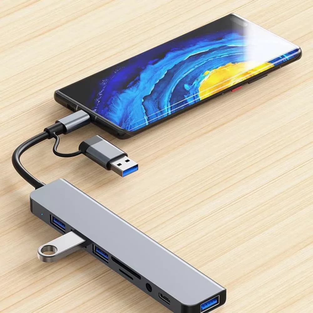 (KC 인증) USB C 8in2 멀티허브 도킹스테이션 USB3.0 SD TF 카드리더 갤럭시 맥북 노트북