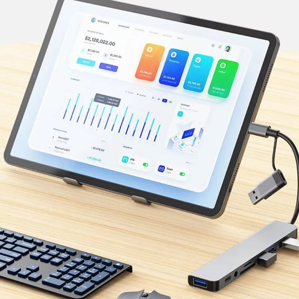 (KC 인증) USB C 8in2 멀티허브 도킹스테이션 USB3.0 SD TF 카드리더 갤럭시 맥북 노트북