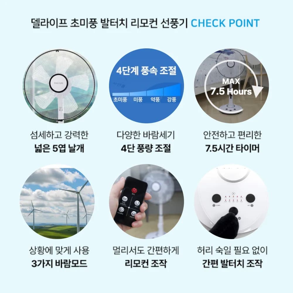 26년 최신형 초특가 5엽 초미풍 발터치 리모컨포함 14인치 선풍기 DF-P14FT