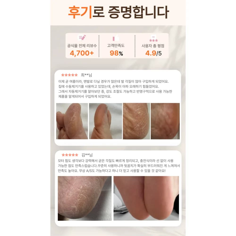 리베온 발각질제거기 전동 충전식 뒷꿈치각질제거기