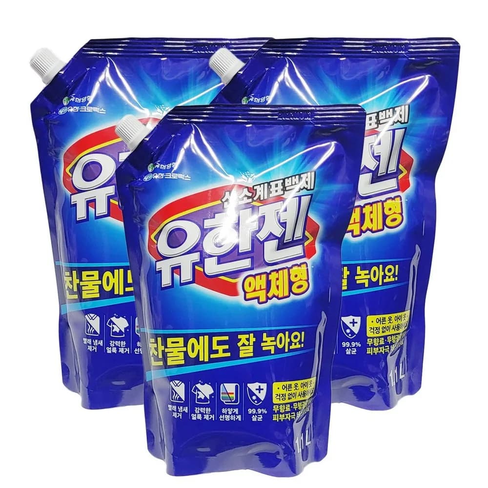 유한젠 산소계표백제 액체형, 1.1L, 3개