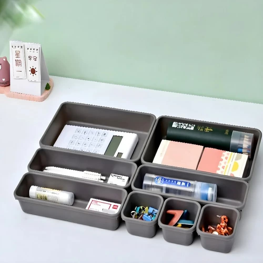 땡스오더 다용도 서랍정리함 8개 세트 수납 정리함, 그레이, 8개