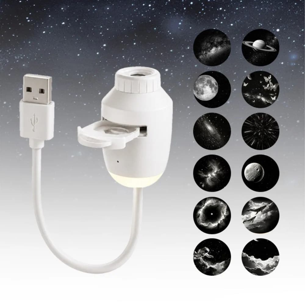 린보 별하늘 프로젝터 USB 무드등 12종 필름 은하수 프로젝터 차량용 가정용 수면등