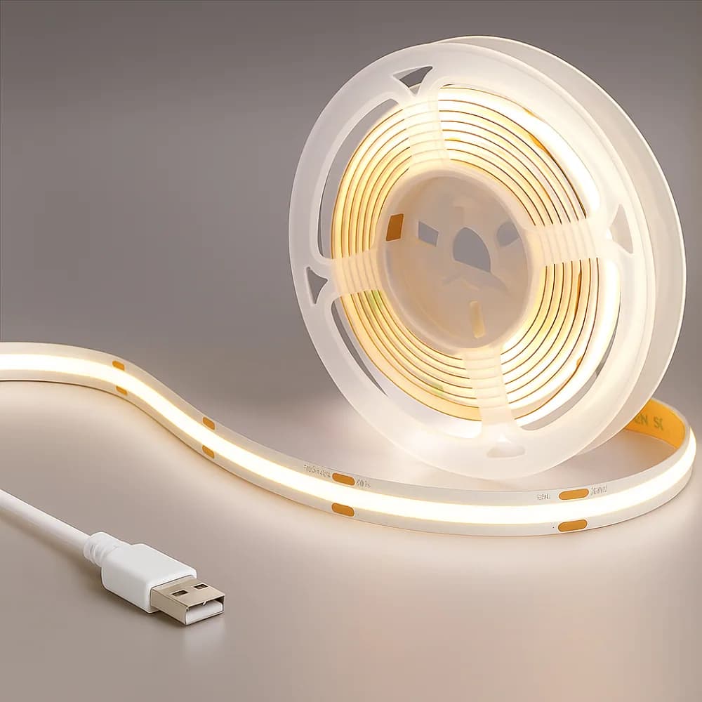 원그리드 USB COB LED 스트립 5m 잘라쓰는 줄조명 밝기조절, 주광색, 1개