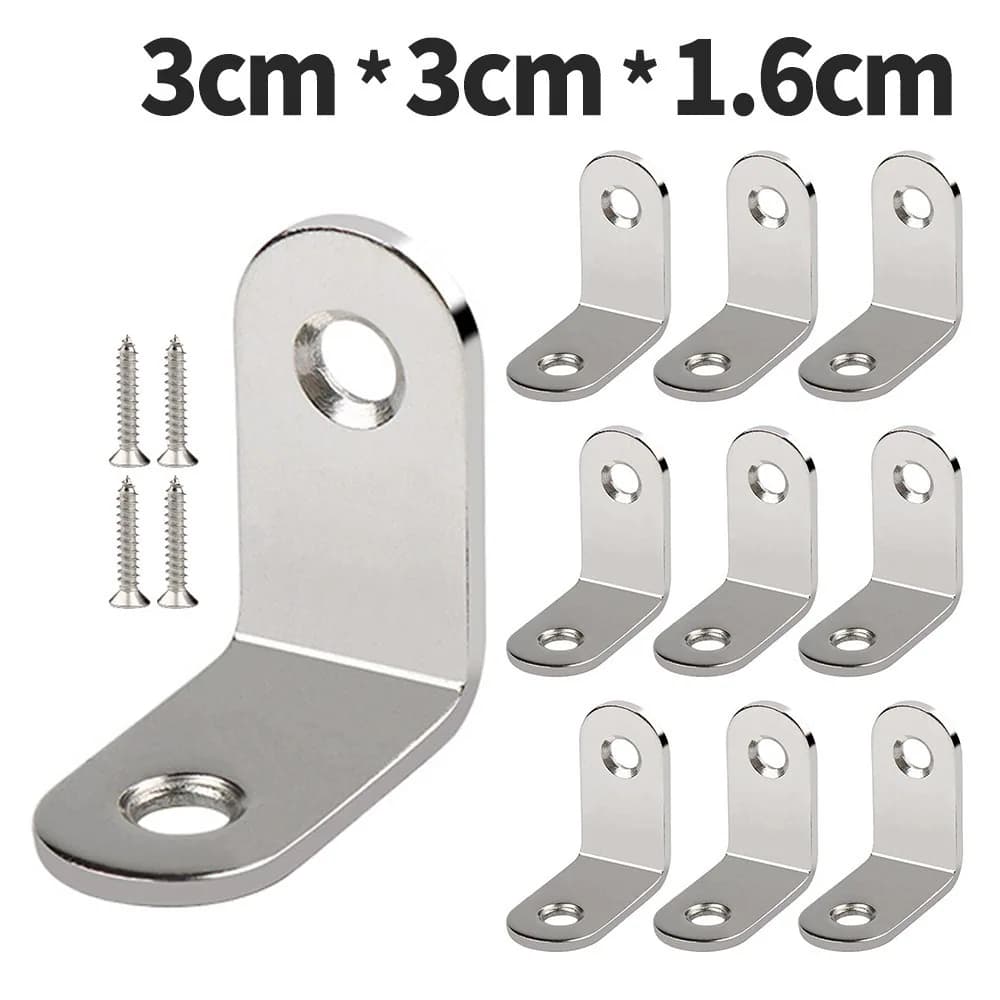 지붕공사 보강철물 경사 꺽쇠 앵글 가구 책상 씽크대 수리 경첩 스텐, 3cm*3cm*1...., 10개