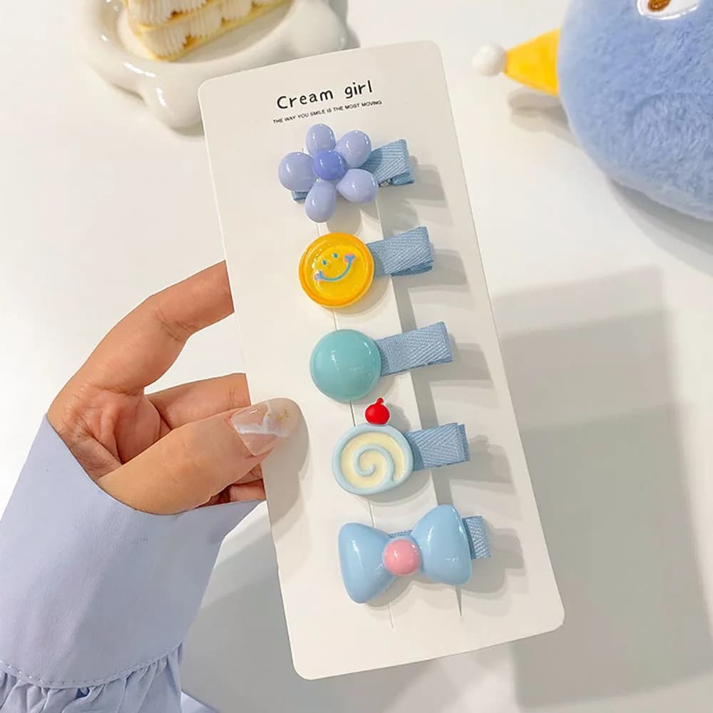 은꽃밴드 아기 헤어핀 푸딩 유아 작은 머리핀 세트