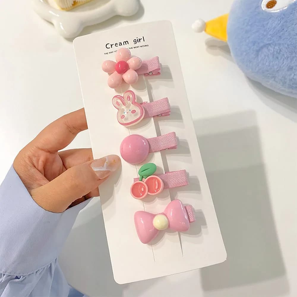 은꽃밴드 아기 헤어핀 푸딩 유아 작은 머리핀 세트