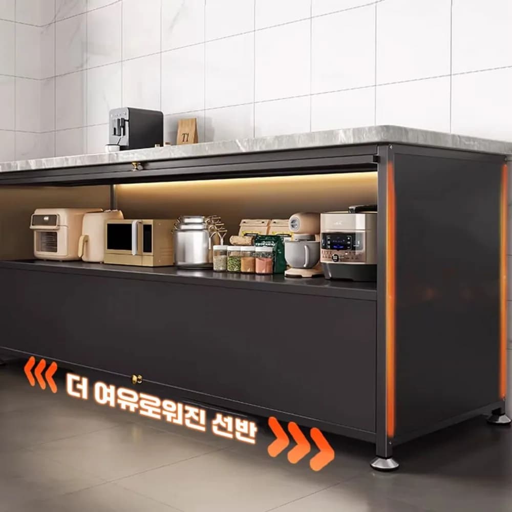 주방 수납장 세라믹 상판 튼튼한 와이드 다용도 고하중 하부장 식탁 렌지대