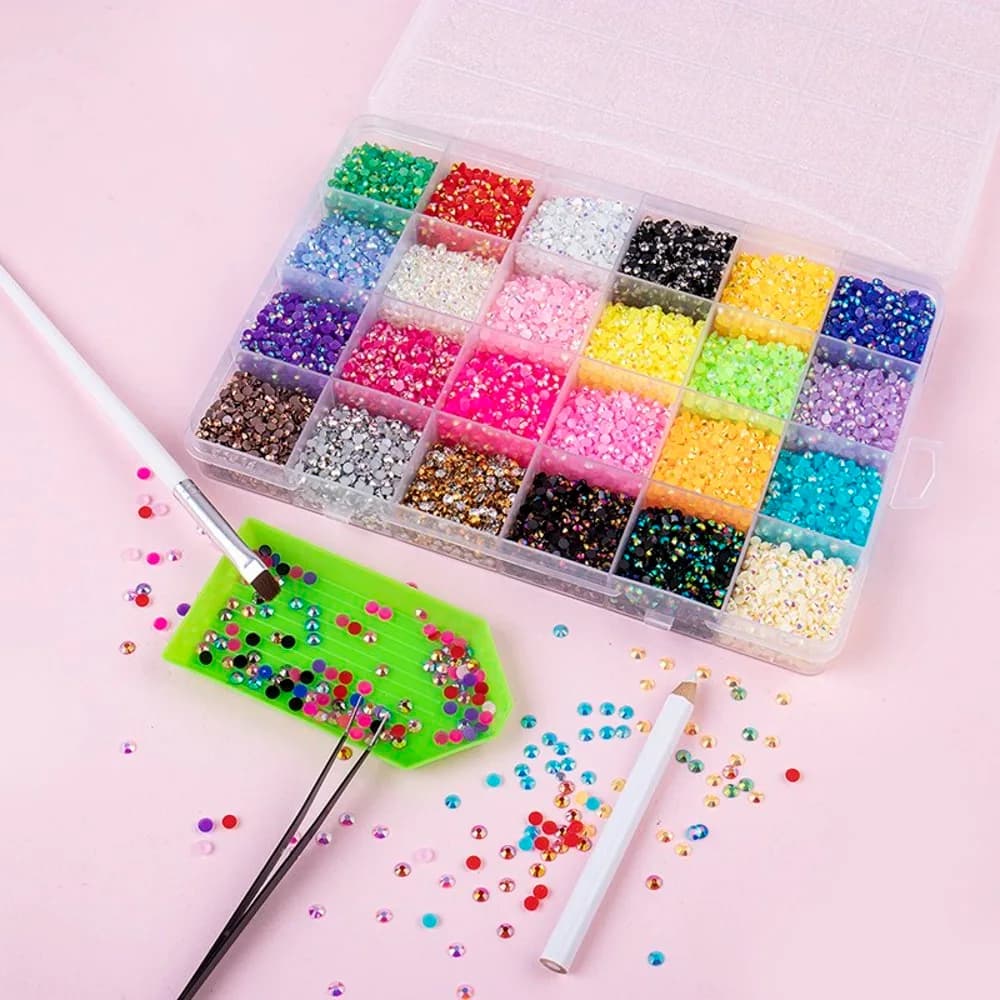 레진 젤리 라인스톤 비즈 혼합색상 플랫백 젬 다이아몬드 아트용 DIY 공예 책 신발 네일아트에 사용
