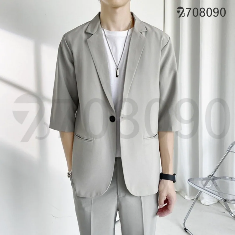 708090대사이즈 루즈 스트레이트 비즈니스 정장 남성 여름 얇은 정장자켓 패션 외투