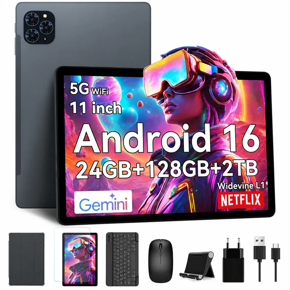TABWEE 2026 세계최초 Android16 Gemini AI 태블릿 11인치 FHD 16GB +128GB 2TB확장 2in1 테블릿 pc 키보드세트