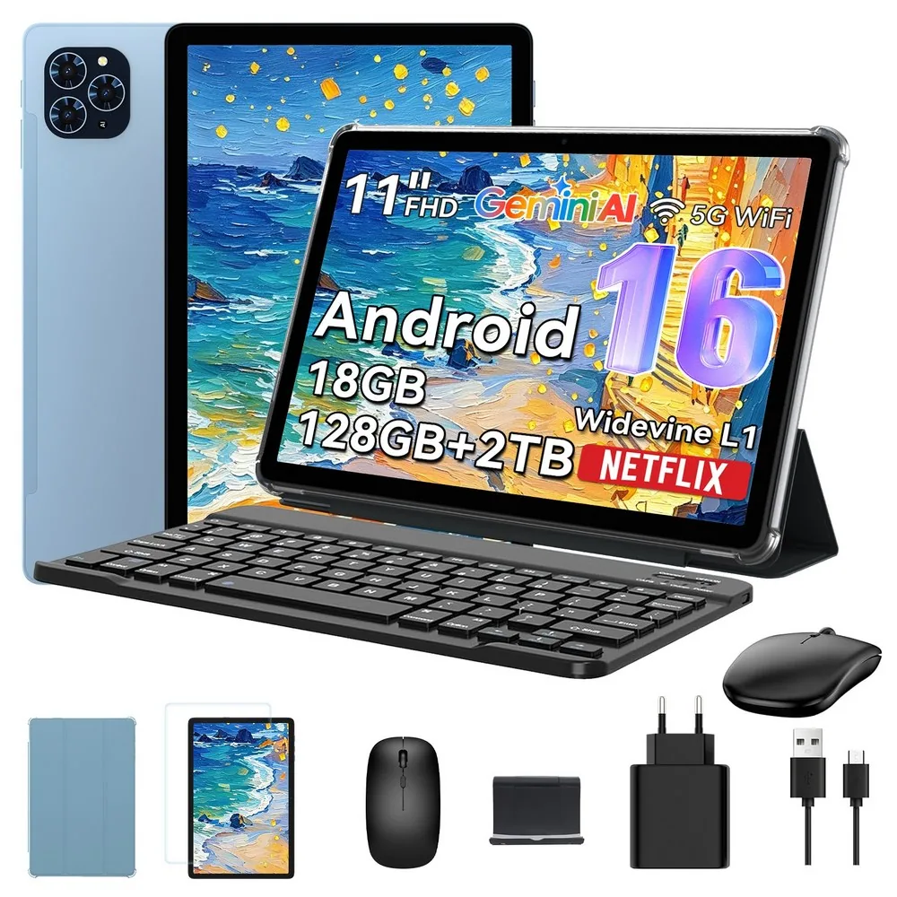 TABWEE 2026 최신형 태블릿 Android16 11인치 태블릿PC 18GB +128GB 2TB확장 Gemini AI 옥타코어 올인원 테블릿 pc 9in1 키보드세트