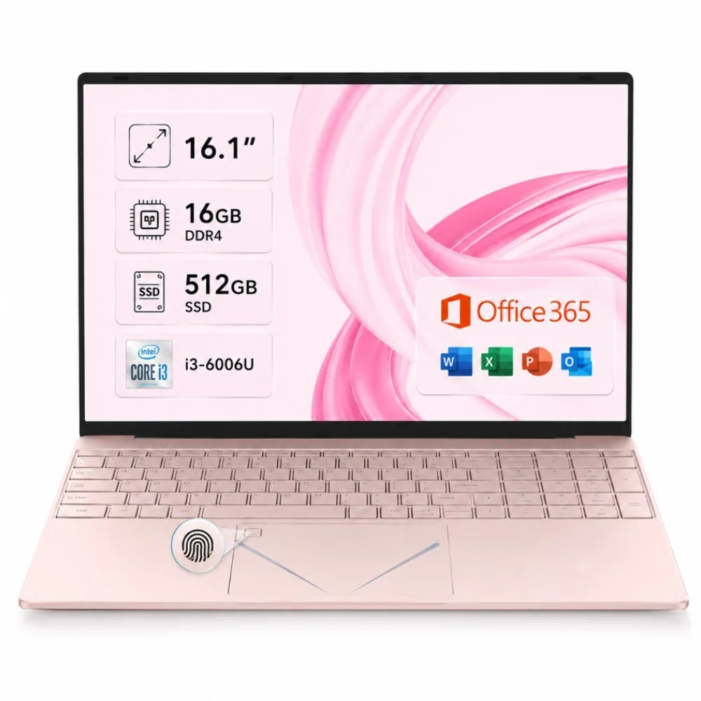 노트북 인텔 i3 16GB RAM 512GB SSD 16.1인치 FHD 사무용 인강용 학생용 가성비 노트북I3 · WIN10 · 16GB · 512GB · Sakura Pink