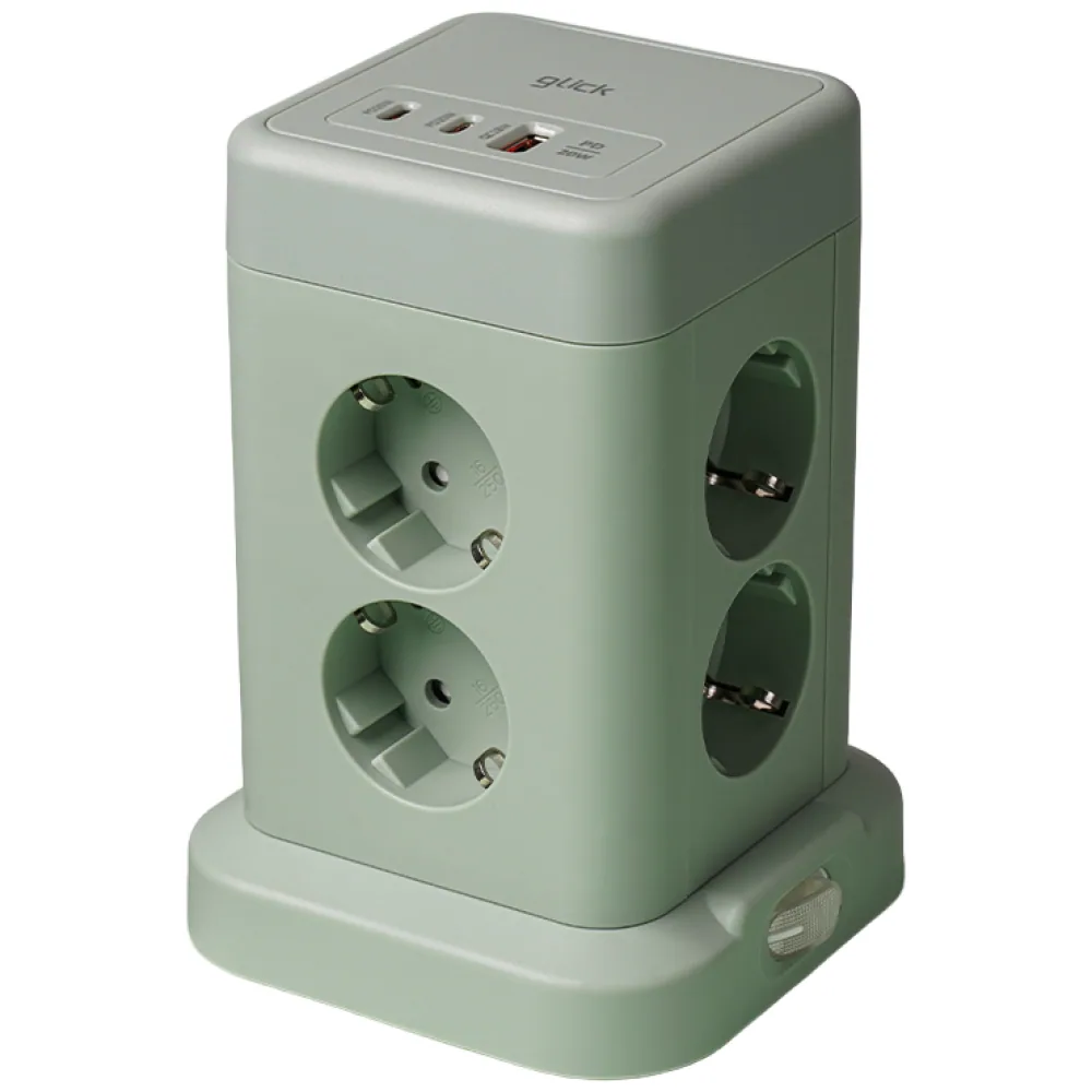 지클릭커 타워 8구 고용량 4000W USB 멀티탭 NP708PD 그린