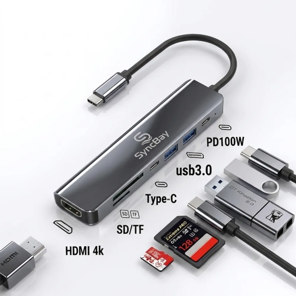 싱크베이 초고속 4K HDMI USB C타입 7포트 멀티 허브