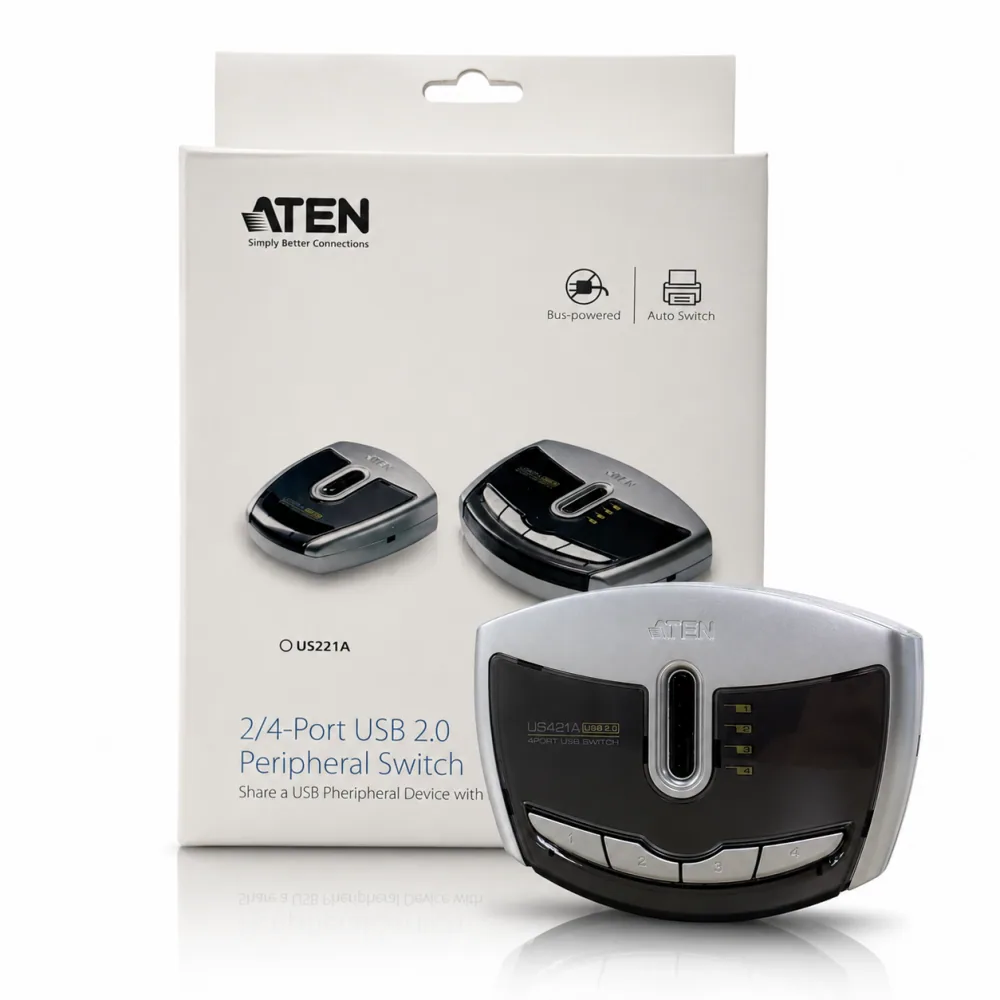 ATEN US421A 주변기기공유 스위치 [PC4대공유/USB-B/별도전원X]