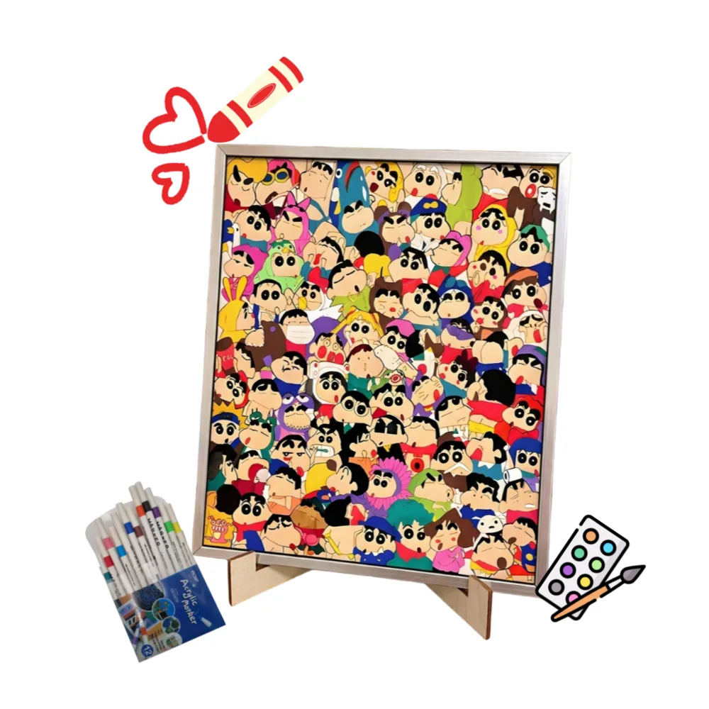 멍냥코코 캐릭터 DIY 컬러링 우드 퍼즐 액자형 색칠 퍼즐+12색마카포함